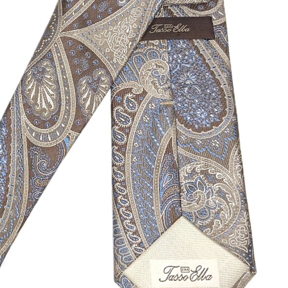 Tasso Elba Paisley Ties for Men | Mercari Tasso Elba Silk Tie Men’s 61” Taupe Blue Paisley Floral Wedding Classic New